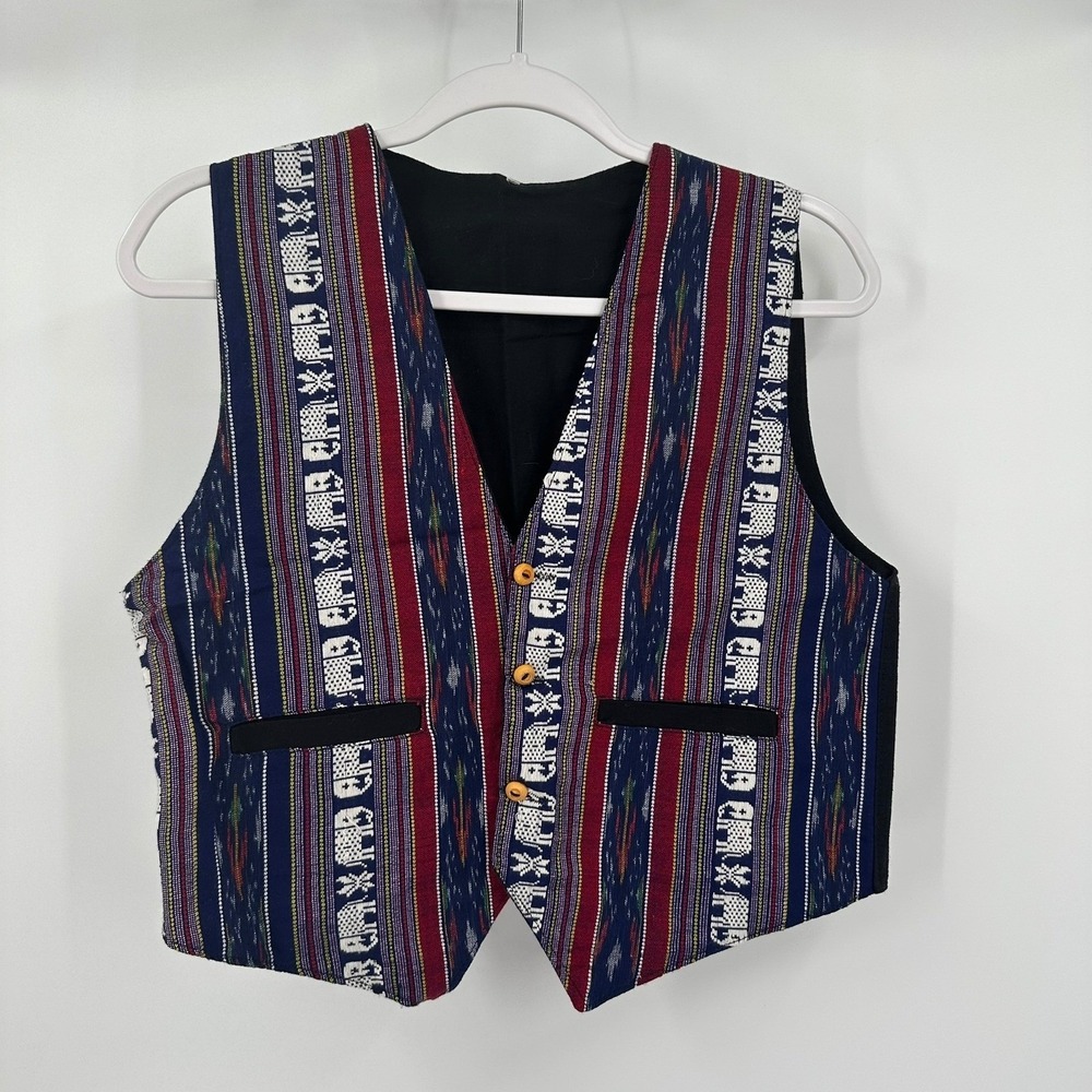 Woven Boho Tapestry Vest Size M Elephant Festival Hippie Southwestern Eclectic
